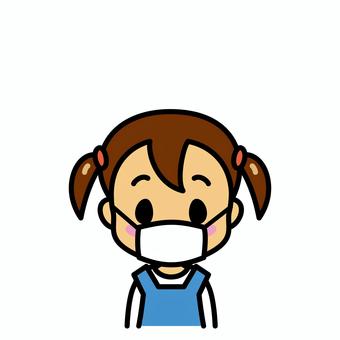女の子　マスク 子供,マスク,予防,顔,病気,女児,幼児,園児,小学生,女の子のイラスト素材