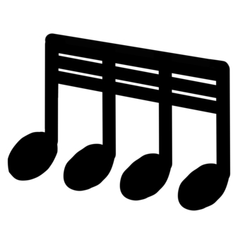 黒の手書き32分音符（4連） 32分音符,三十二分音符,音符,4連,おんぷ,楽譜,譜面,音楽,背景透明,pngのイラスト素材