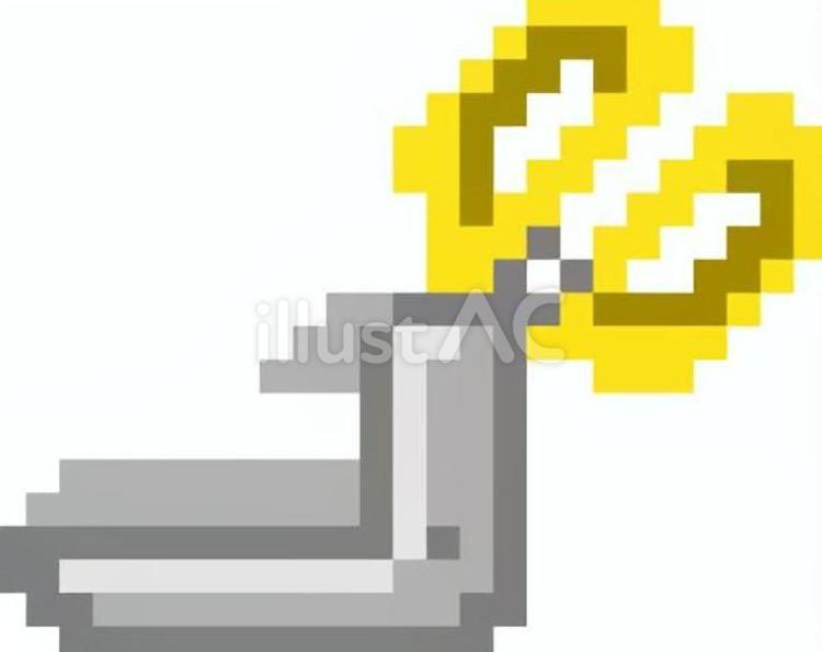 ドット絵の黄色の分別ばさみです。 ドット絵,はさみ,シンプルのイラスト素材
