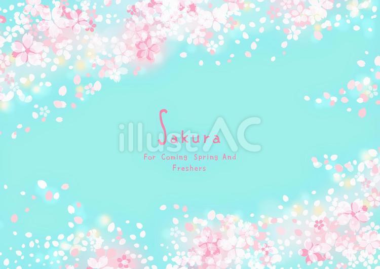 舞い散るさくらのフレーム020 桜,フレーム,桜吹雪のイラスト素材
