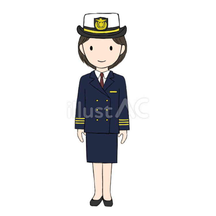 海上保安庁の制服を着た女性 海上保安庁,制服,制帽のイラスト素材