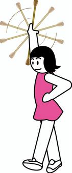 バトントワリング　 バトントワリング,バトン,回す,演技,デフォルメ,女子,人物のイラスト素材