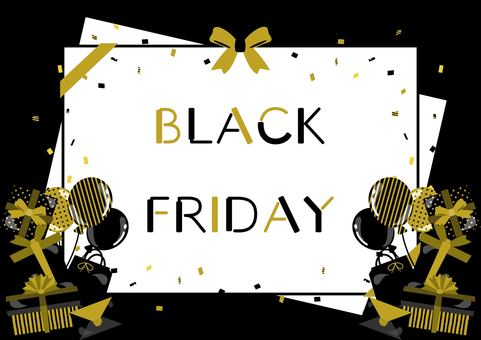 ブラックフライデーのフレーム ブラックフライデー,フレーム,セール,紙吹雪,風船,黒,金,11月,枠,プレゼントのイラスト素材