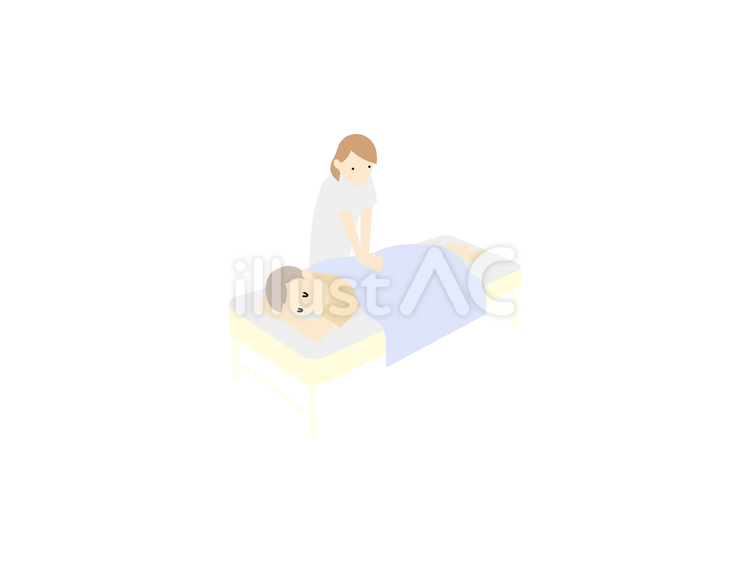 シニア男性を施術する女性整体師のミニマル シニア,男性患者,施術のイラスト素材