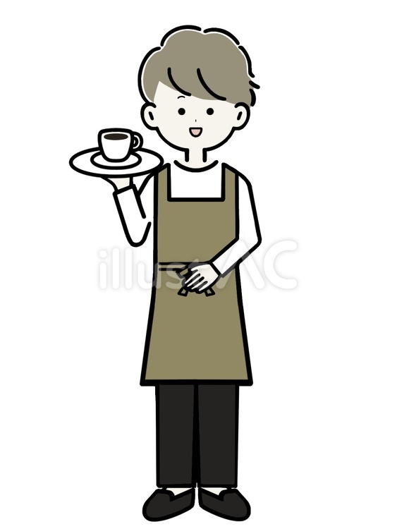 コーヒーを運ぶカフェ店員2  全身 カフェ店員,カフェ,店員のイラスト素材