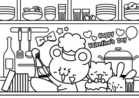 バレンタインぬりえ バレンタイン,バレンタインデー,ぬりえ,チョコレート,チョコ,クッキー,ドーナツ,ケーキ,洋菓子,スイーツのイラスト素材