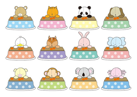 ちびぬいこたつ 冬,こたつ,みかん,ぬいぐるみ,動物,くま,ねこ,パンダ,いぬ,アヒルのイラスト素材