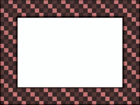 市松模様の額縁フレ−ム　ピンク 市松模様,額縁,フレ−ム,ポストカード,メッセージカード,飾り枠,あしらい,柄,パターン,和風のイラスト素材