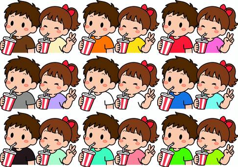 ドリンクの人たちです。 ドリンク,シンプル,飲む,食事,ファストフード,テイクアウト,笑顔,幸せ,飲み物,昼食のイラスト素材