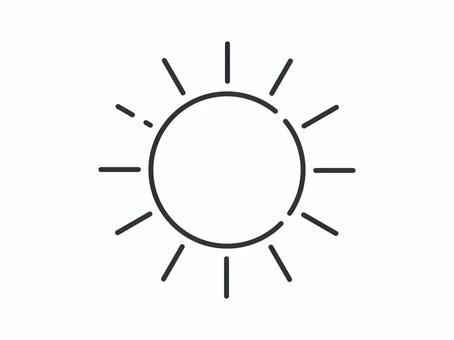 シンプルな晴れのお天気イラスト 天気,晴れ,太陽,アイコン,モノクロ,図形,線画,天気予報,シンプル,オシャレのイラスト素材