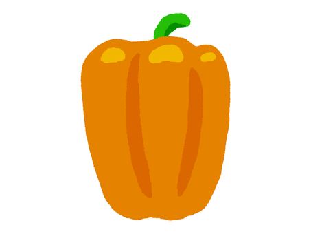 オレンジ色のパプリカ パプリカ,オレンジ,野菜,ナス科,へた,緑,1個のイラスト素材