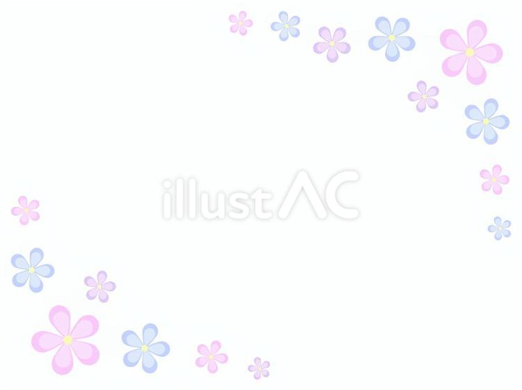 淡いピンクと紫とブルーの花のフレーム フレーム,花,ピンクのイラスト素材