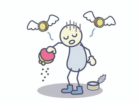 資産運用07 貧乏,財布,失敗,貧民,貧しい,投資,資産,資産運用,お金,家計のイラスト素材