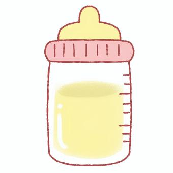 哺乳瓶（ピンク） 哺乳瓶,ミルク,飲む,子育て,育児,ベビー,用品,赤ちゃん,乳児,デフォルメのイラスト素材