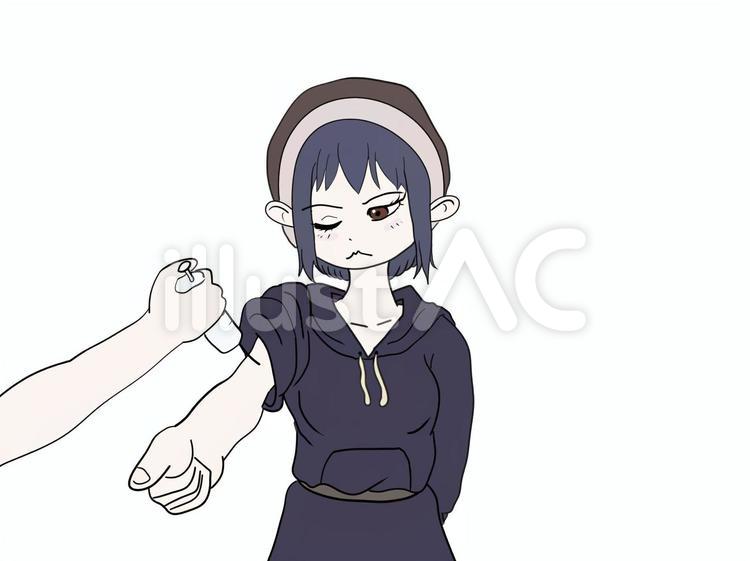 予防接種を受ける女子 人物,女性,女子のイラスト素材