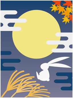 Illustration, moon viewing, rabbit, cut, 