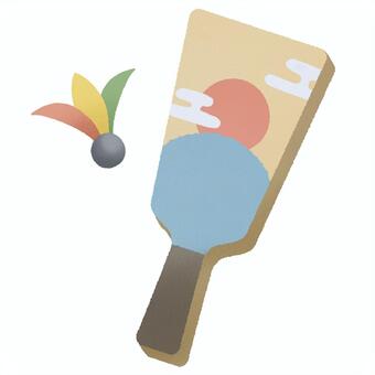 羽子板 羽子板,羽付,正月,年賀状,パステル調のイラスト素材