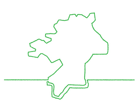 福岡の一筆書き 福岡,地図,一筆,線画,手描き,挿絵,ワンポイント,素材,商用可,無料のイラスト素材