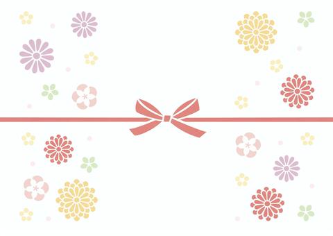 秋の敬老の日、和風の花と蝶結びの水引03 秋,敬老の日,背景,和柄,祝,花,水引,蝶結び,リボン,和風のイラスト素材