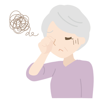 Elderly woman suffering from blurred vision, JPG, PNG and AI Elderly woman suffering from blurred vision, tired eyes, presbyopia, female, JPG, PNG and AI