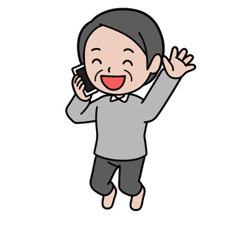 喜ぶ人 スマホ,ガッツポーズ,喜び,成功,達成感,笑顔,嬉しい,通知,sns,勝利のイラスト素材