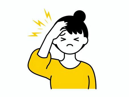 頭が痛い・体調不良の女性のイラスト02 人物,女性,20代,30代,40代,医療,病院,保健,福祉,体調不良のイラスト素材