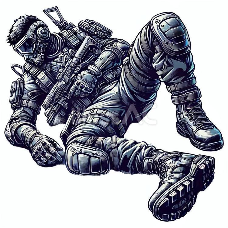 倒れた兵士 人,男,戦士のイラスト素材