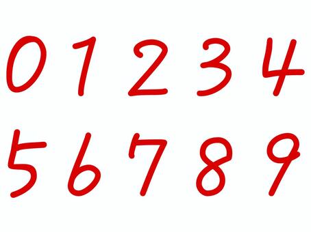 手書きの数字セット　赤 手書き,数字,赤,セット,1,2,3,4,5,6のイラスト素材