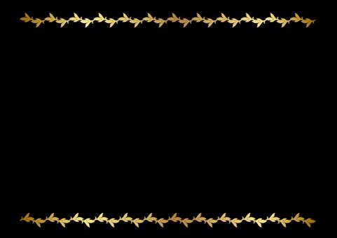 エレガンス上下フレーム2025⓷金黒 エレガント,フレーム,ゴールド,ライン,飾り枠,クラシック,デコレーション,葉,ボタニカル,グラフィックのイラスト素材