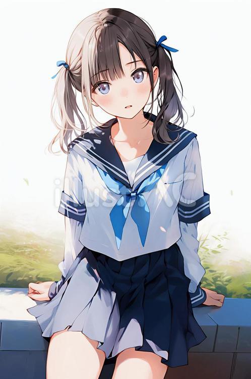 セーラー服 一枚絵,女の子,萌え系のイラスト素材