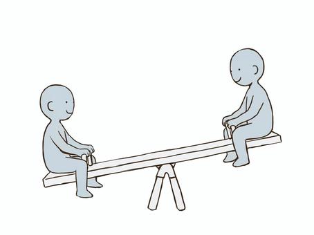 シーソーをするドローイング デッサン,人形,ラフ,ポーズ,シーソー,ドローイング,遊具,公園,遊ぶ,バランスのイラスト素材