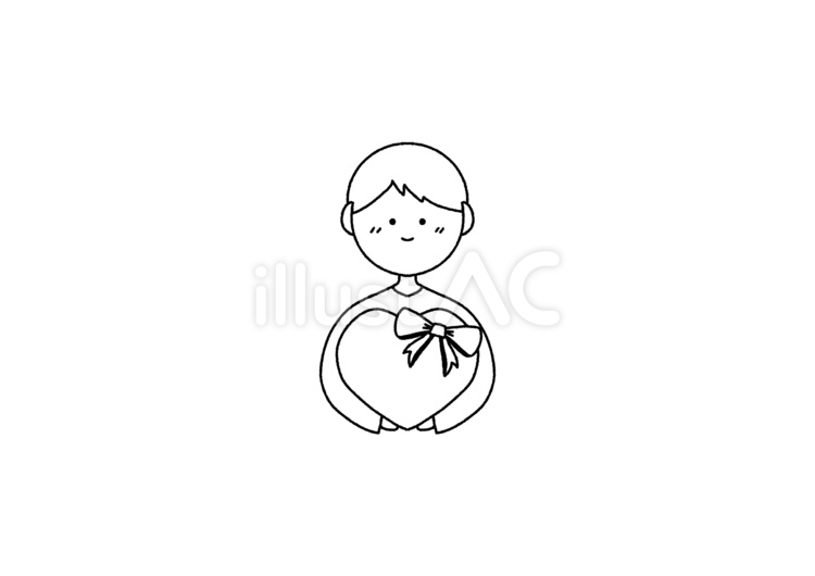 男性/プレゼント/贈り物　線画 男性,プレゼント,父の日のイラスト素材