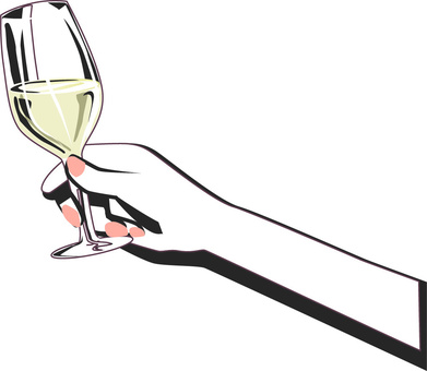 Illustration, glass, wine, white, 