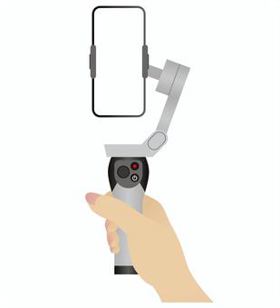 縦向きスマホのジンバルを握る スマートフォン,撮影,機材,動画,ジンバル,スタビライザー,手,握る,vログのイラスト素材