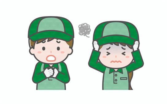 ミニ_2人_配達員の男女06 男性,女性,大人,職業,仕事,配達員,宅配,スタッフ,物流,ドライバーのイラスト素材