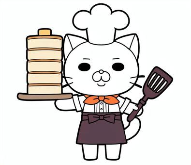 猫のコックさん 猫,アイコン,かわいい,食材,パンケーキ,調理,料理,コック,エプロン,お店のイラスト素材