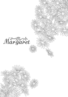 線画の花＜マーガレット・背景＞ マーガレット,木春菊,フラワーアレンジ,植物,春,ボタニカル,花束,装飾,グリーティングカード,背景のイラスト素材