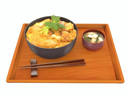 学食や定食屋の定番のランチである親子丼 学食や定食屋の定番のランチである親子丼 親子丼,味噌汁,肉,ランチ,食事,箸,お盆のイラスト素材