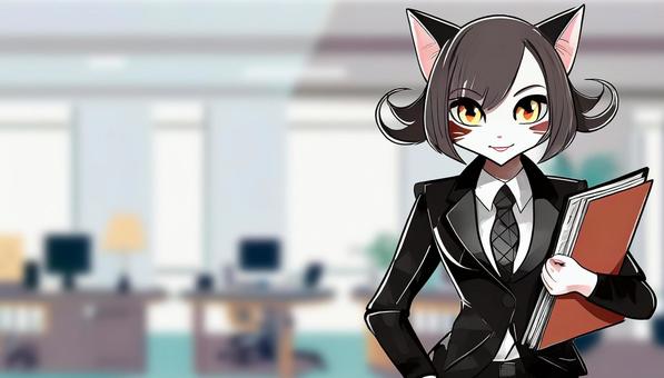 Illustration, cat, female, suit, 