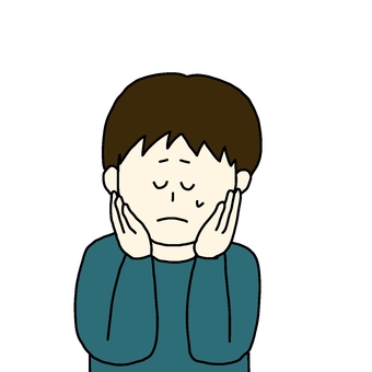 悩んでる男性 男性,人物,シンプル,悩み,苦悩,困り顔のイラスト素材