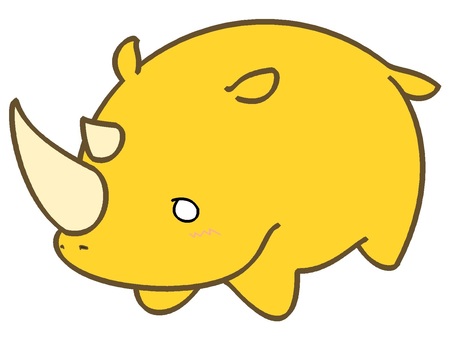 Rhinoceros icon with yellow motif, sai, animal, beast, JPG and PNG