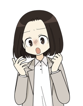 ショックを受ける女性 人物,ショック,衝撃,悲しい,困惑,唖然,驚く,ビックリ,ワンレン,ボブヘアーのイラスト素材