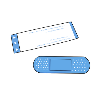 青色の絆創膏のイラスト（異物混入防止用） 絆創膏,調理現場,食品工場,厨房,怪我,傷口,応急処置,衛生,青色絆創膏のイラスト素材