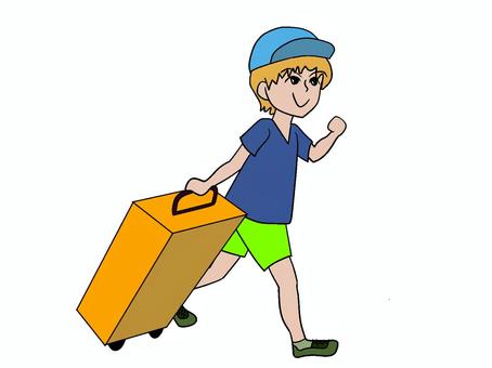 旅行 出掛ける,旅,トラベル,観光,探索,男,男子,旅行,スーツケース,運ぶのイラスト素材