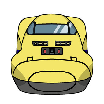 新幹線ドクターイエロー　アウトライン ドクターイエロー,新幹線,電車,鉄道,正面,アイコン,挿絵,白背景,あしらい,点検のイラスト素材