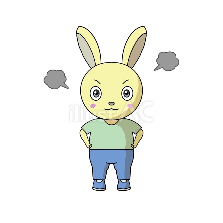 怒るうさぎ 動物,かわいい,挿絵のイラスト素材