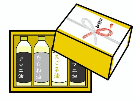 お歳暮の油セット お歳暮,油,調味料,アマニ油,なたね油,ごま油,料理のイラスト素材