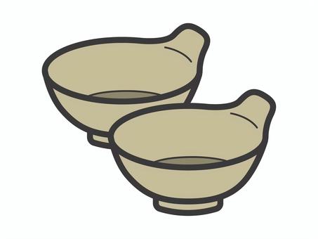 呑水２個セット01 呑水,鍋,とんすい,和食器,取り皿,アイコン,マーク,シンプル,セットのイラスト素材