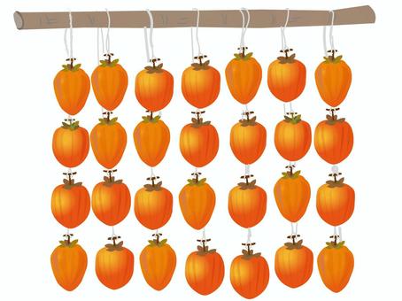 秋・冬の味覚・かわいい干し柿 柿,干し柿,秋,冬,味覚,渋柿,甘い,渋い,おいしいのイラスト素材