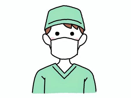 男性医師(外科医) 男性医師(外科医) 医師,外科医,男性,バストアップ,シンプル,線画,手描きのイラスト素材